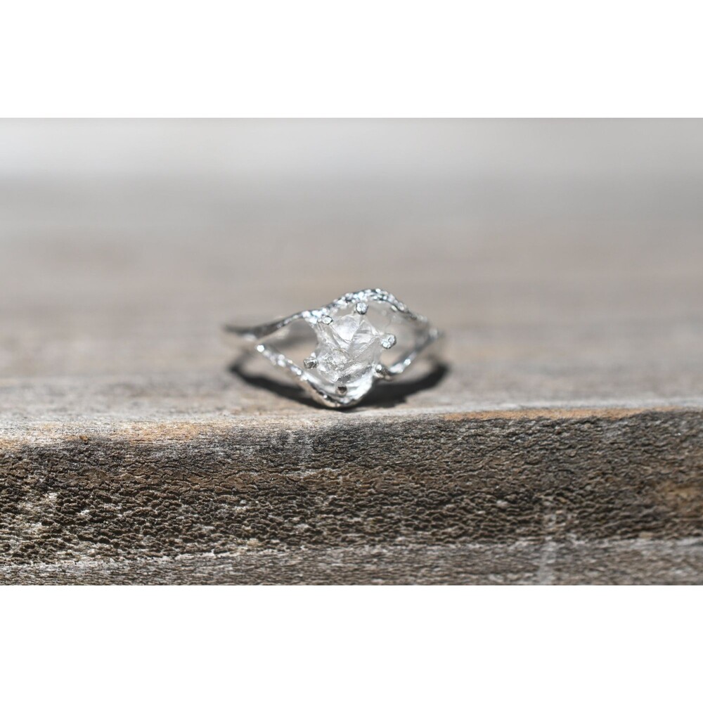 Rough Diamond Ring, Raw Diamond Engagement Ring, White Diamond, Wedding Ring, Wo